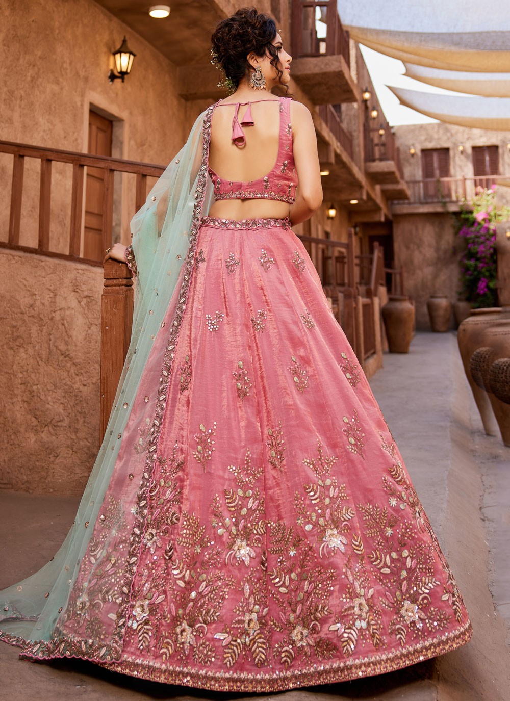 Tissue Engagement, Mehandi & Sangeet, Reception, Wedding A - Line Lehenga L3561