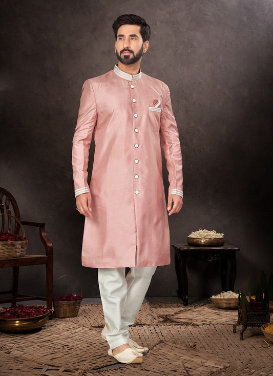 Fancy Work Silk Pink Indo Western - M7232