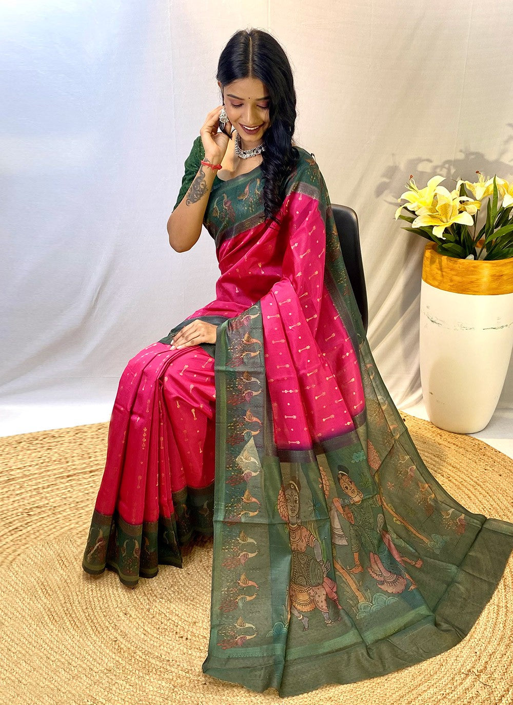 Classic Border Work Chanderi Silk Saree - S8432