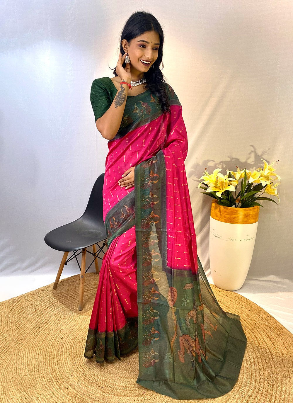 Classic Border Work Chanderi Silk Saree - S8432