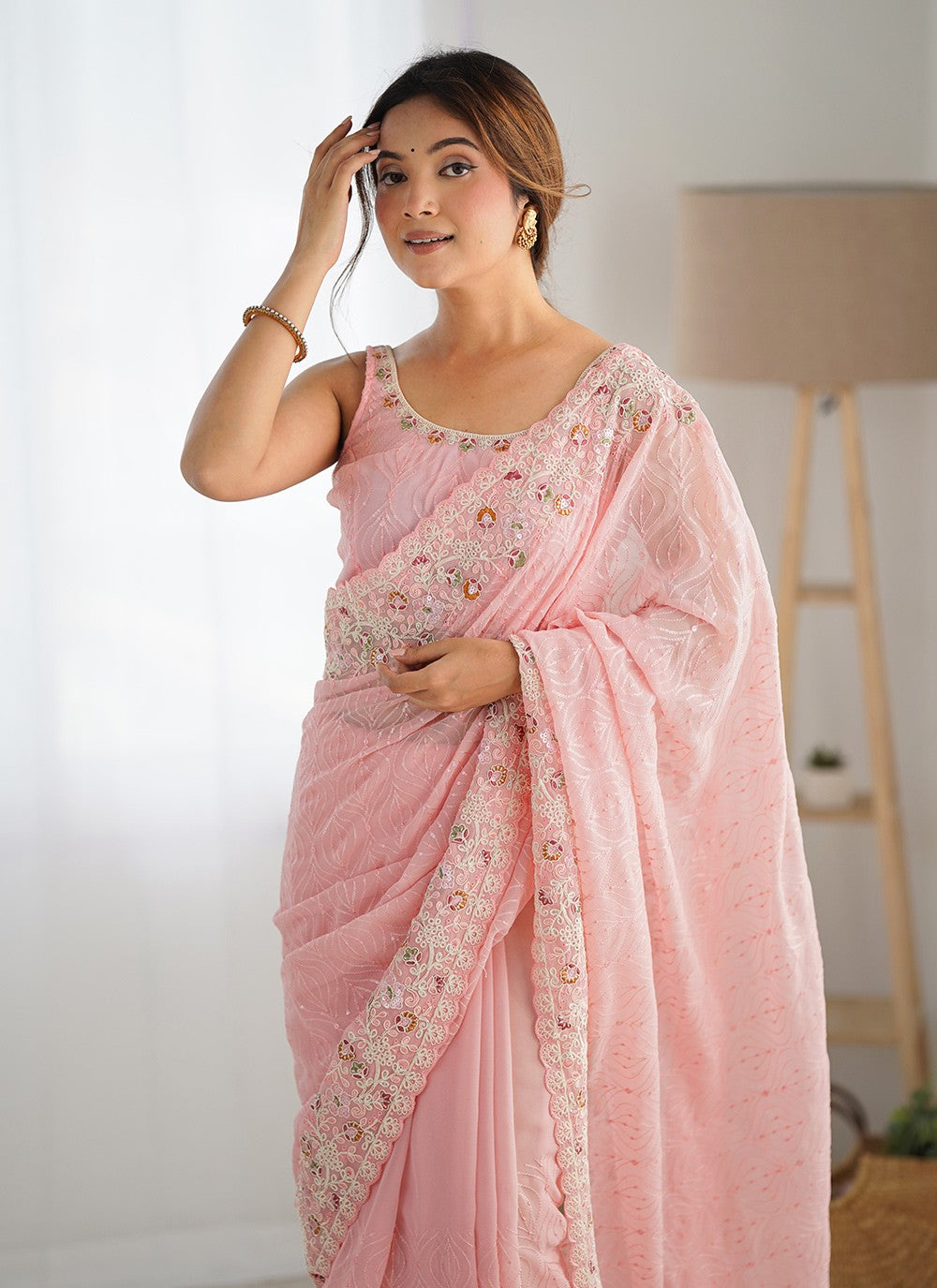 Classic Embroidered Georgette Saree - S8551