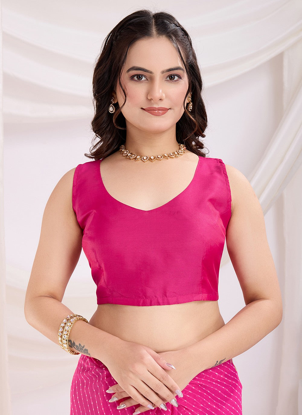 Embroidered Georgette Pink Saree S14023