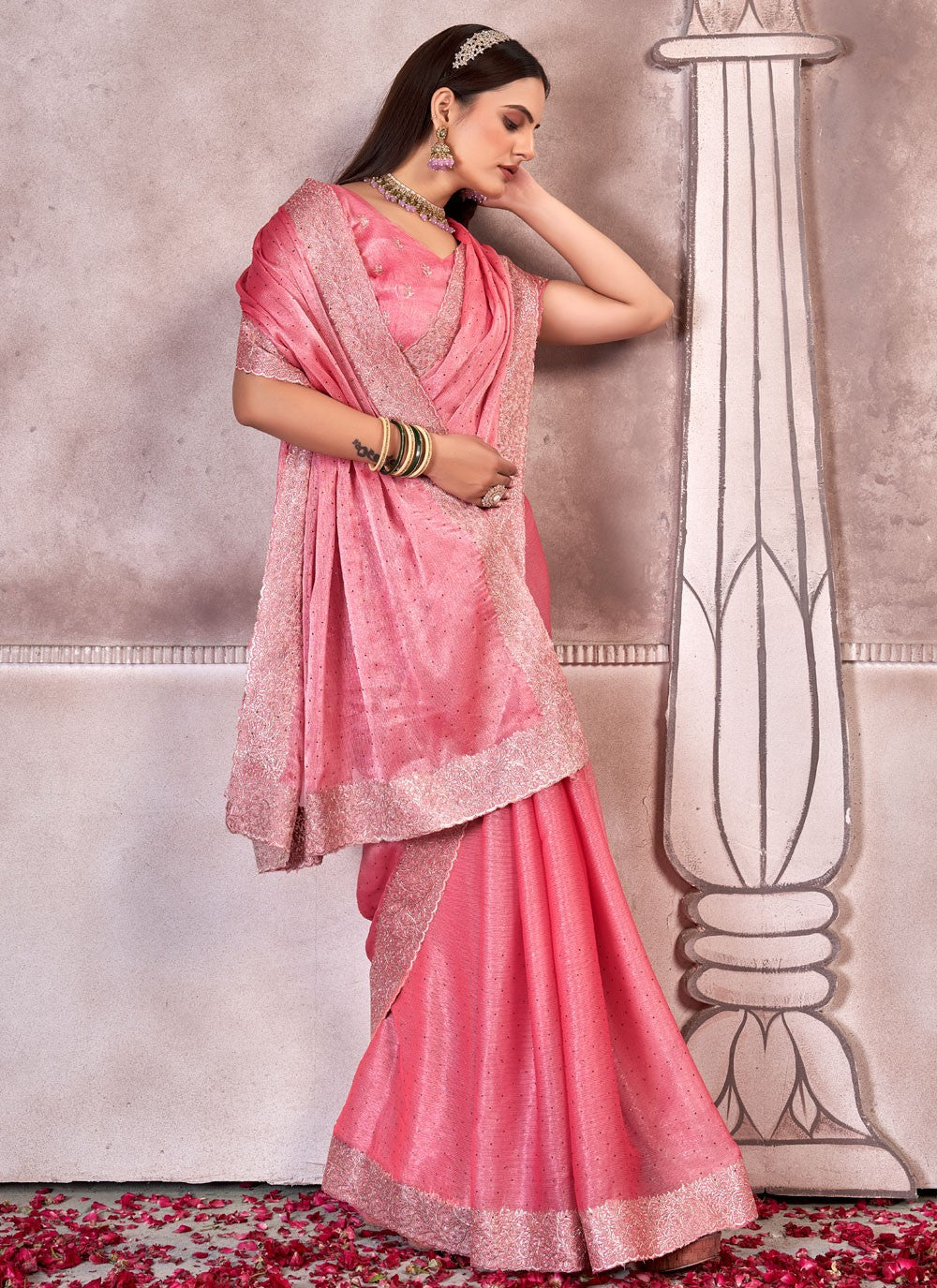 Classic Embroidered Chiffon Saree - S7304