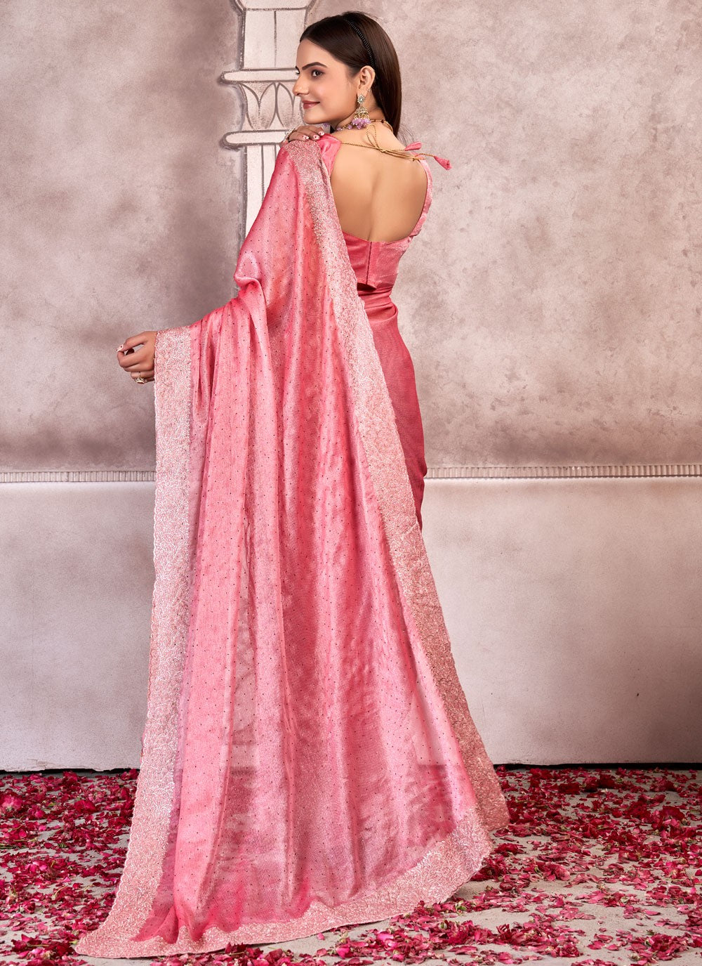 Classic Embroidered Chiffon Saree - S7304