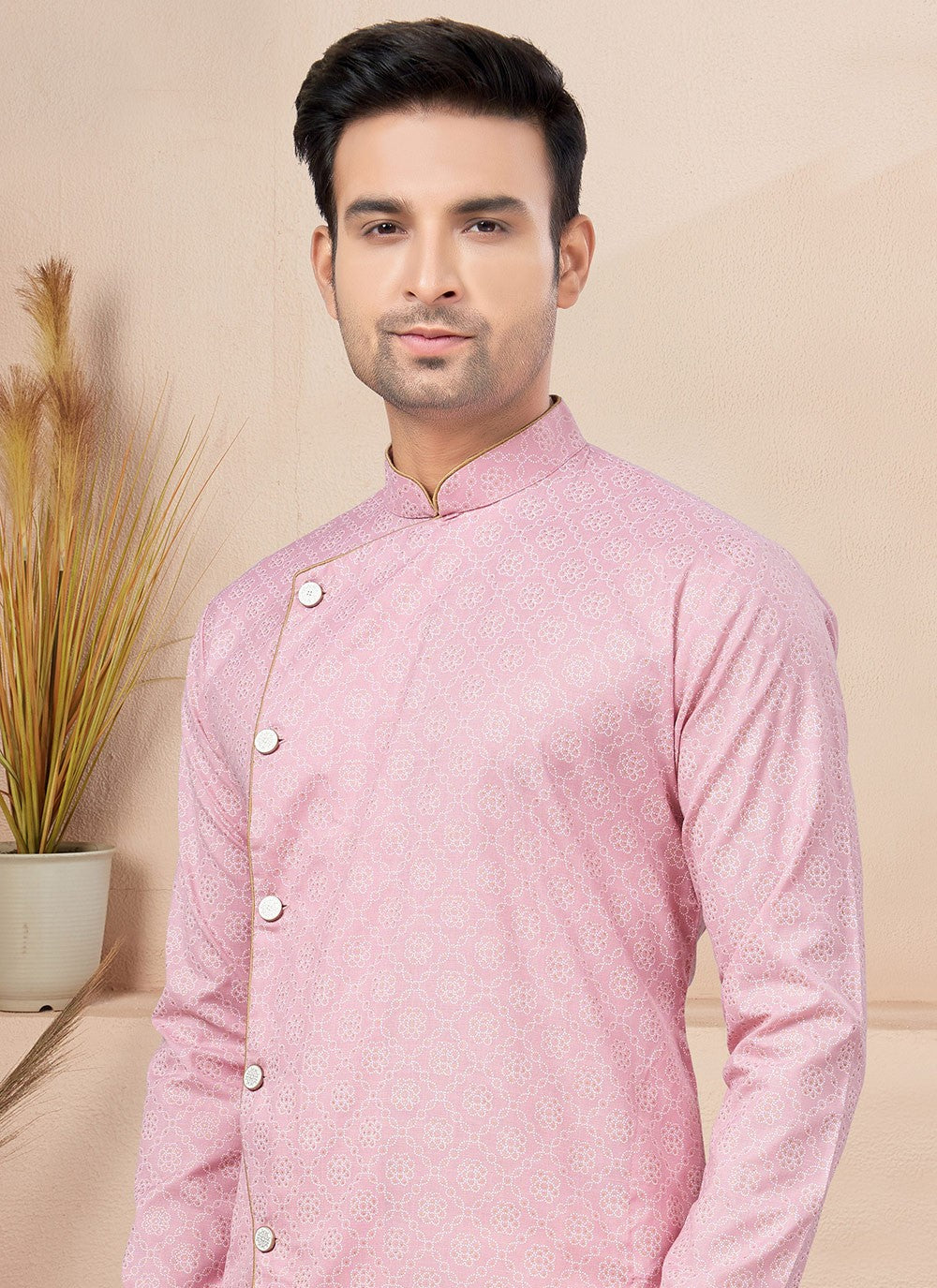 Fancy Work Cotton Pink Indo Western - M6222