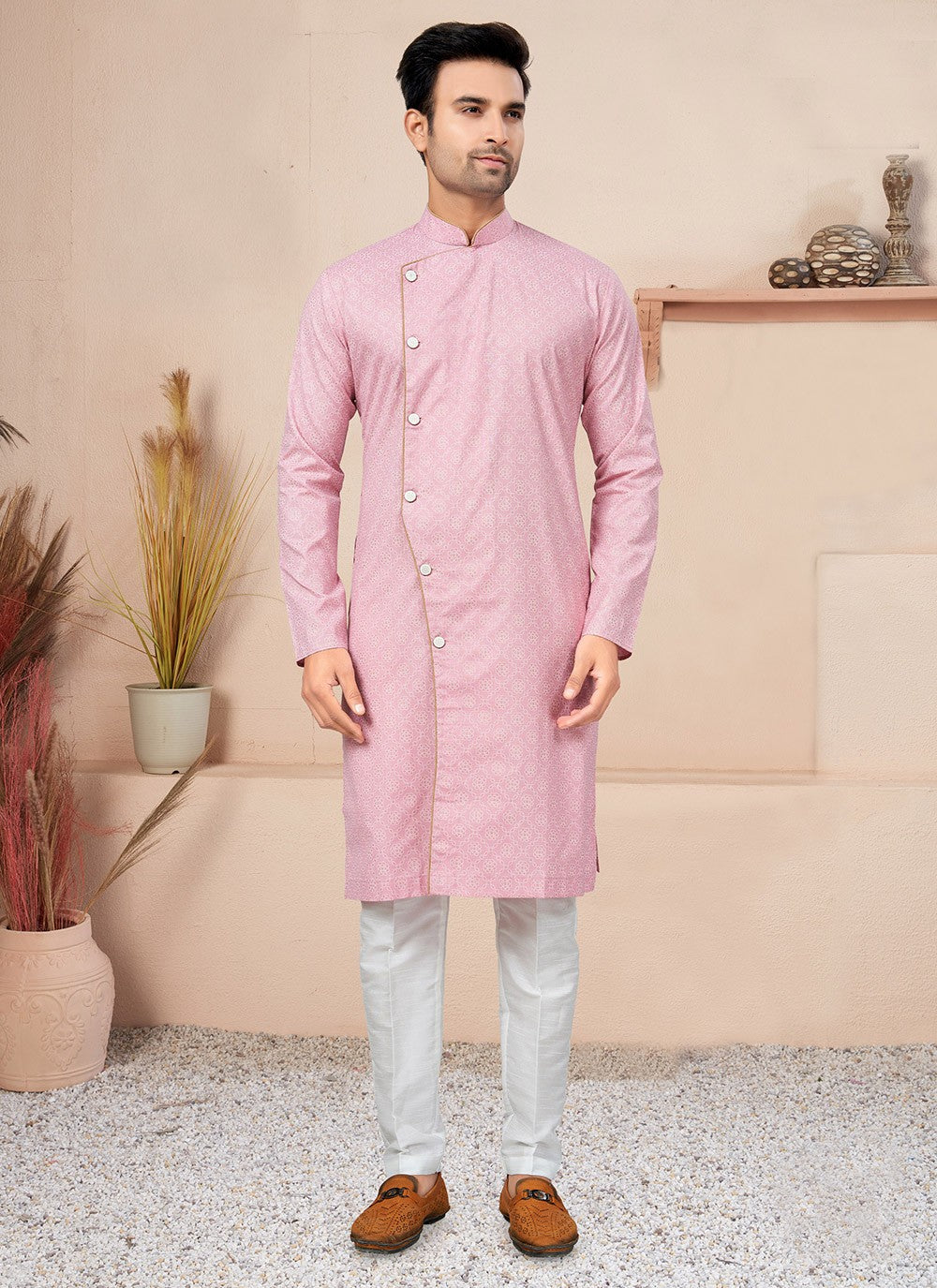 Fancy Work Cotton Pink Indo Western - M6222