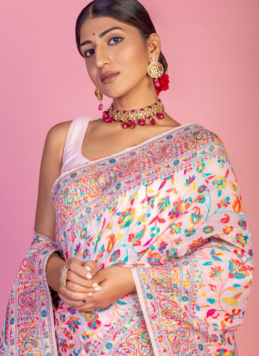 Classic Weaving Zari Pashmina Saree - S6805