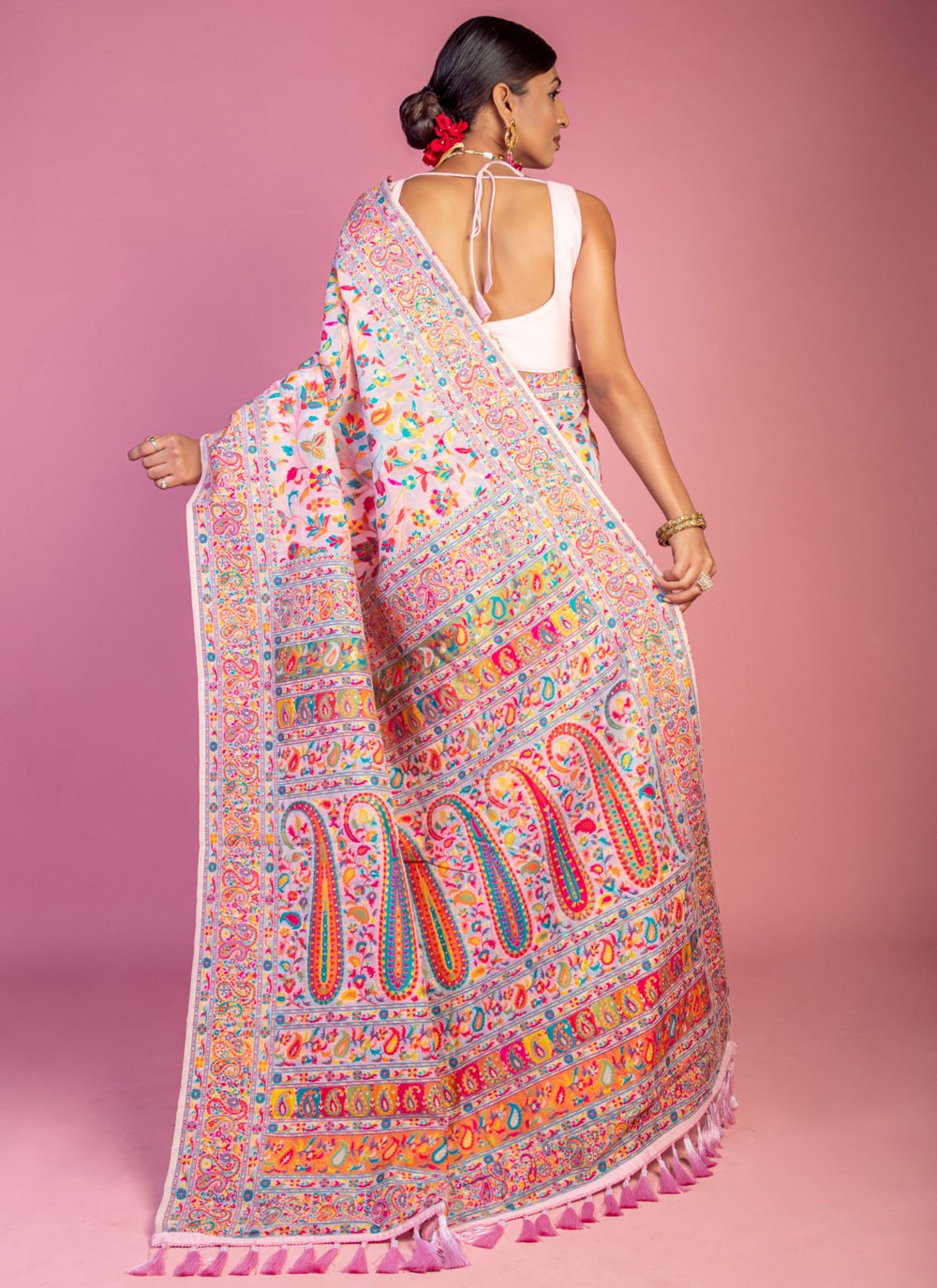 Classic Weaving Zari Pashmina Saree - S6805