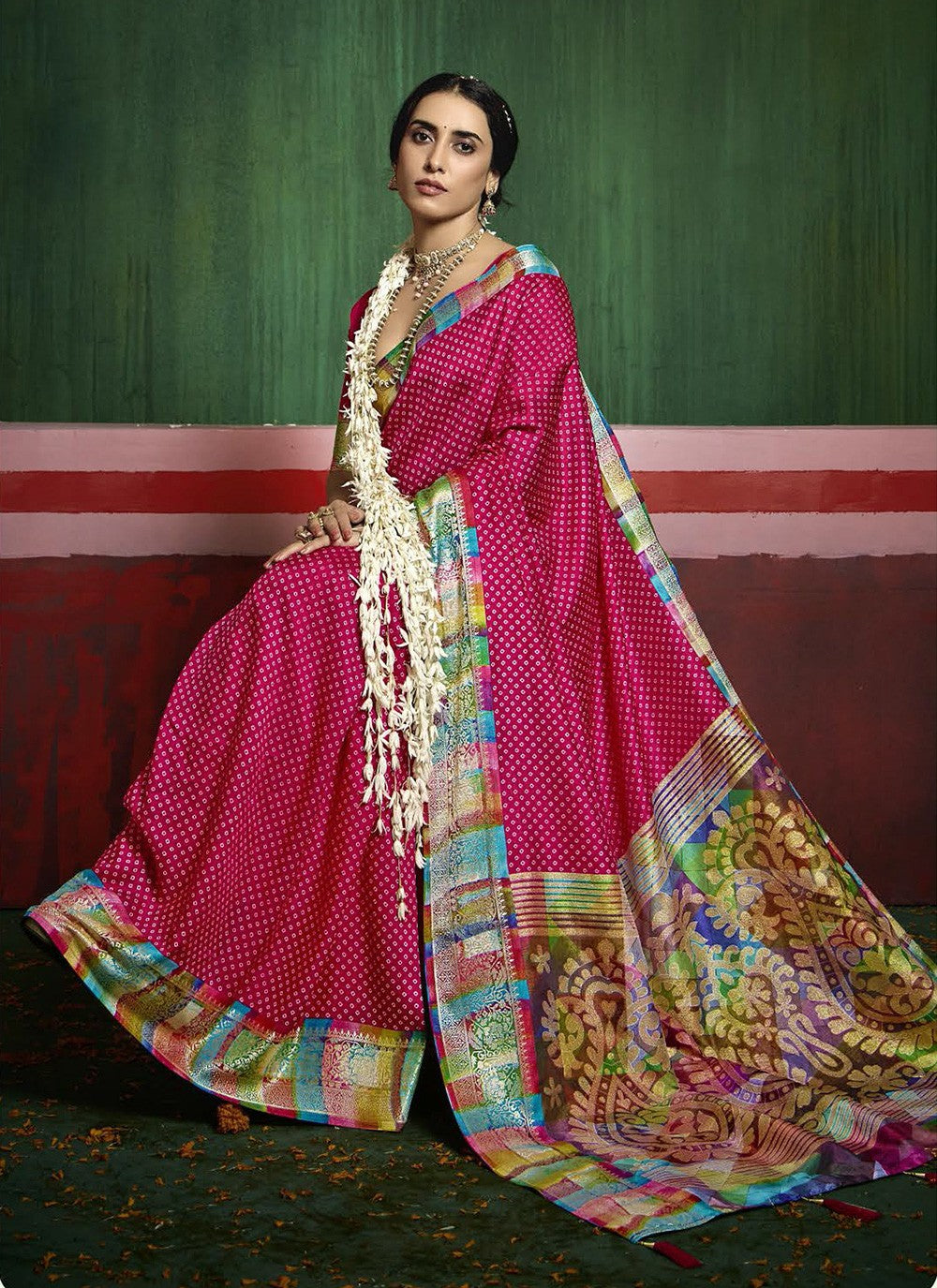 Pink Silk Trendy Saree Printed S17182