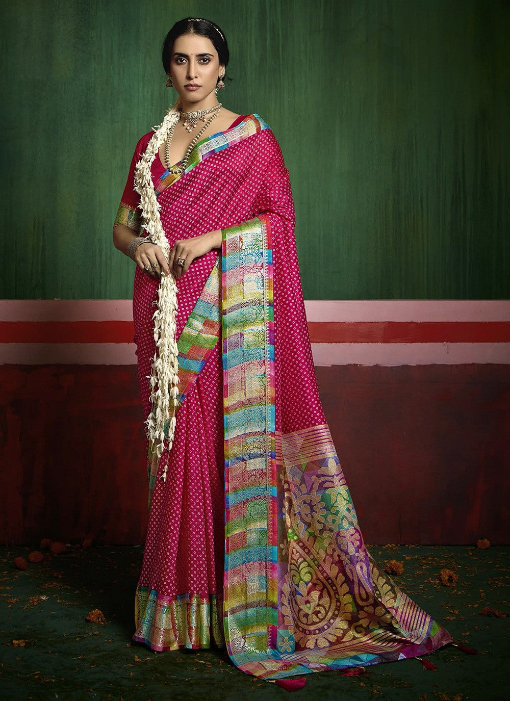 Pink Silk Trendy Saree Printed S17182