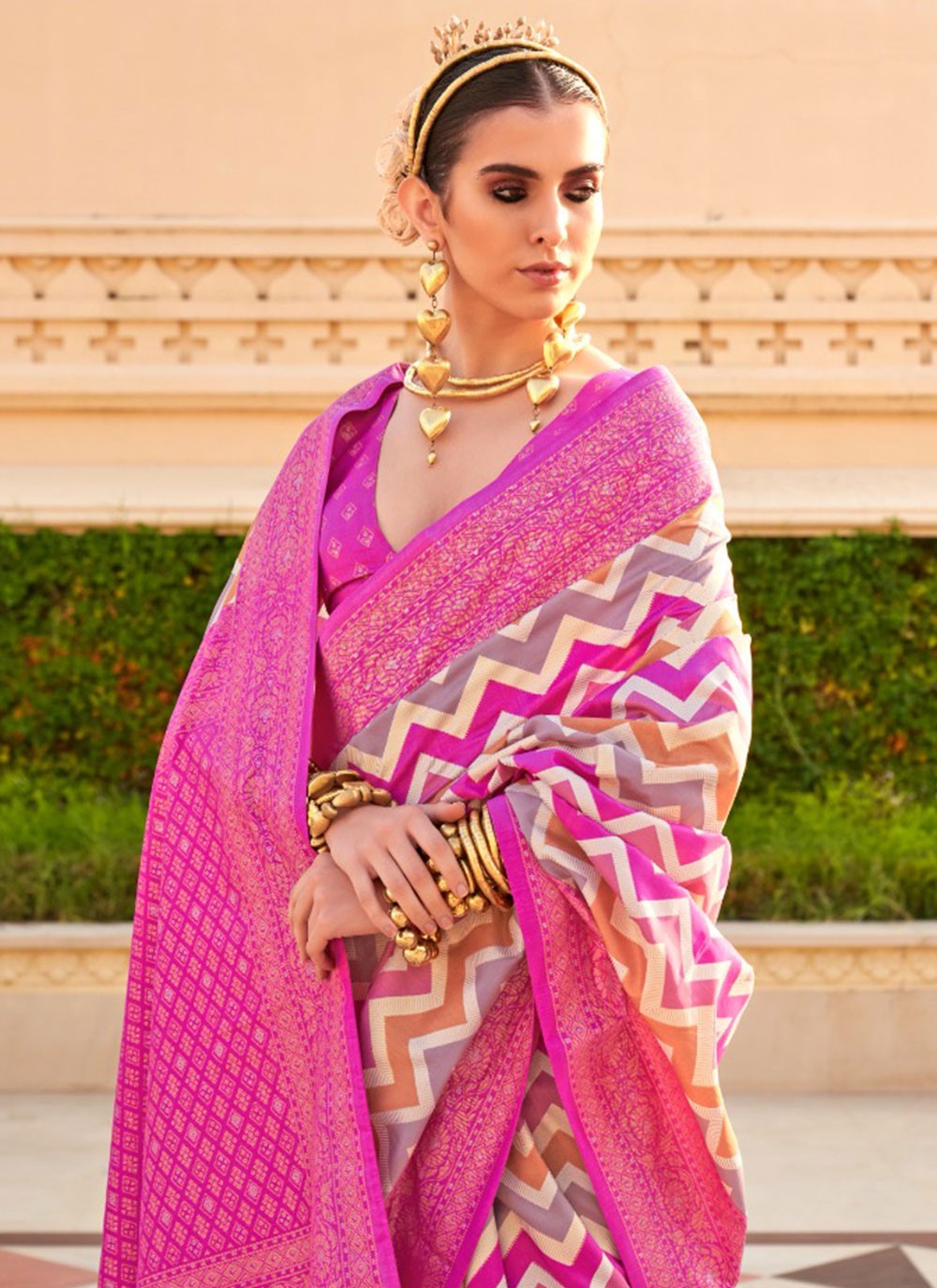 Classic Foliage Prints Silk Saree - S7236