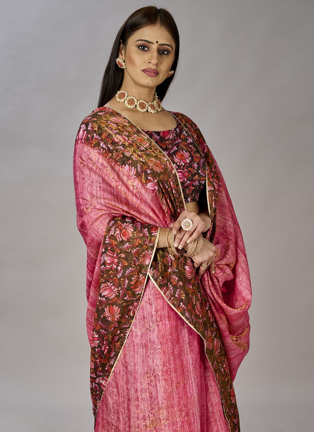 Classic Digital Print Jacquard Silk Saree - S3384