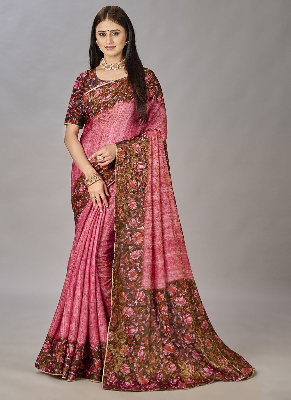 Classic Digital Print Jacquard Silk Saree - S3384