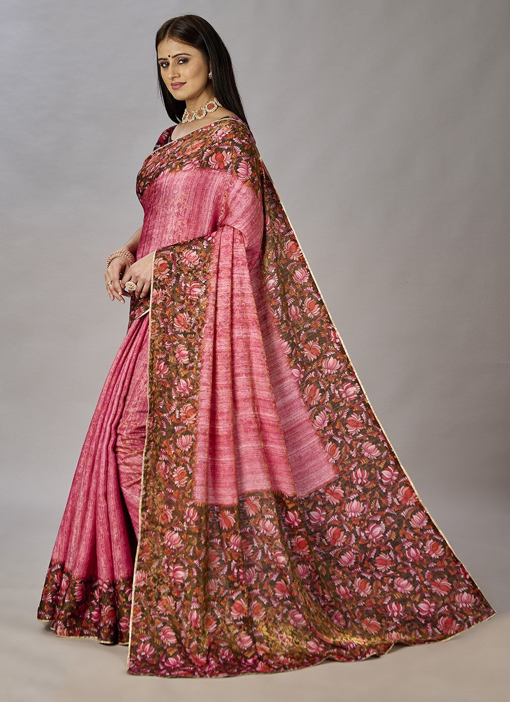 Classic Digital Print Jacquard Silk Saree - S3384