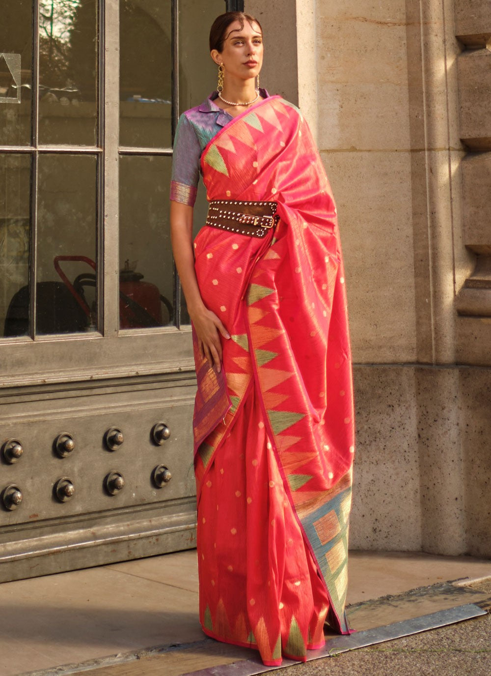 Contemporary Weaving Zari Khadi Saree - S4269