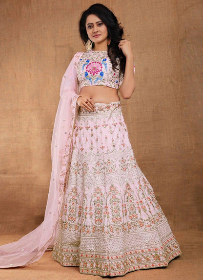 Embroidered Faux Georgette A - Line Lehenga - L2621