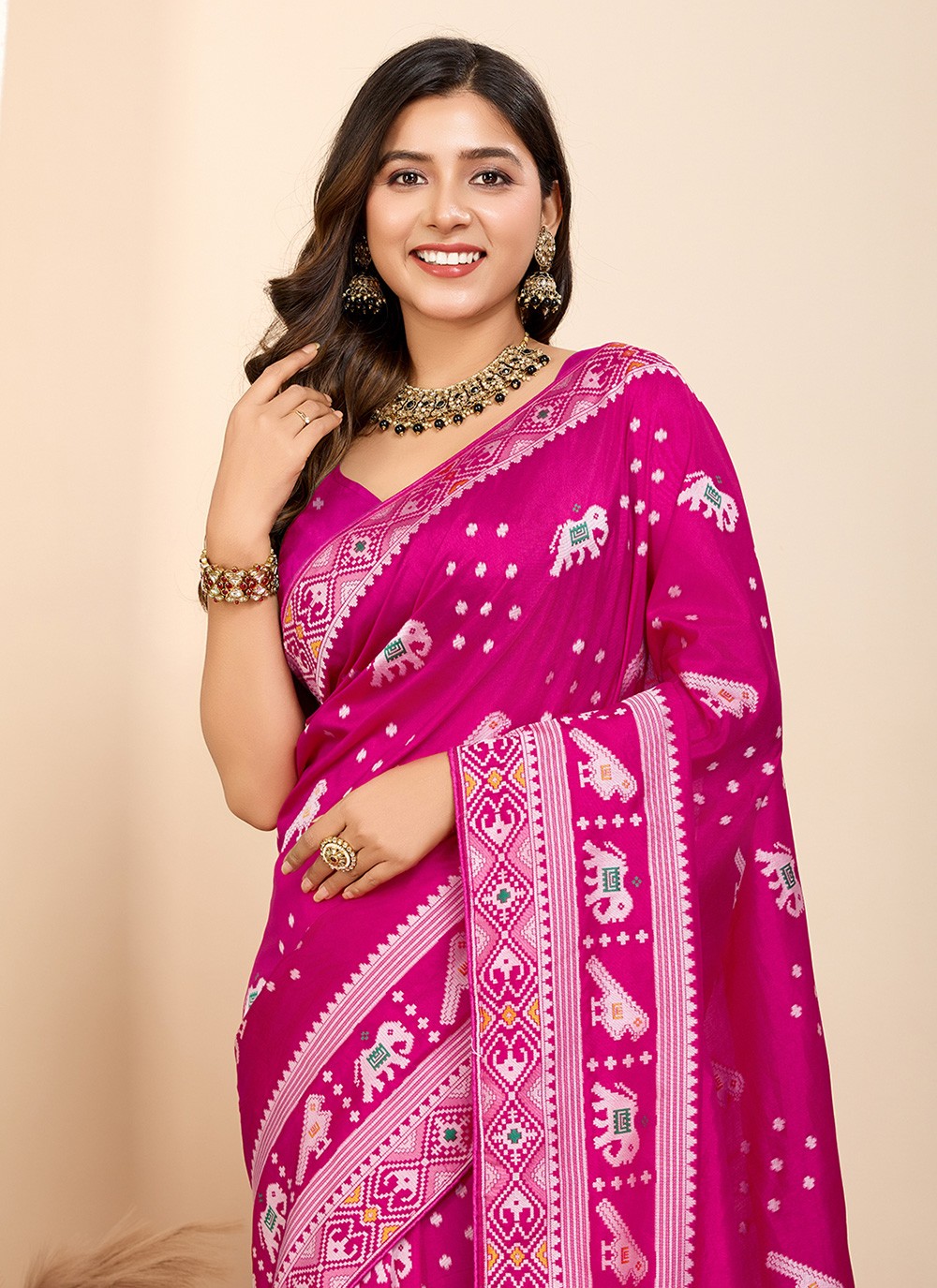 Trendy Saree Meenakari Pink Silk Saree S13485