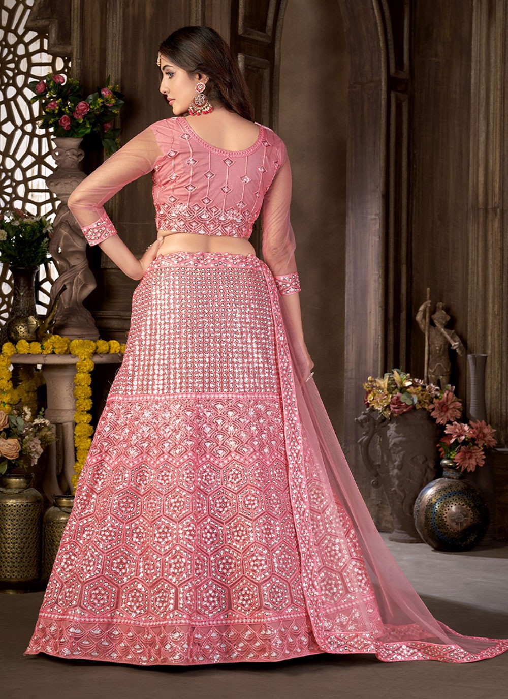 A - Line Lehenga Embroidered Net - L1603A