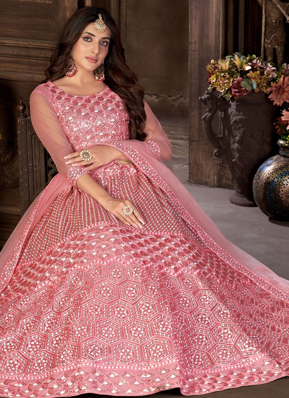 A - Line Lehenga Embroidered Net - L1603A