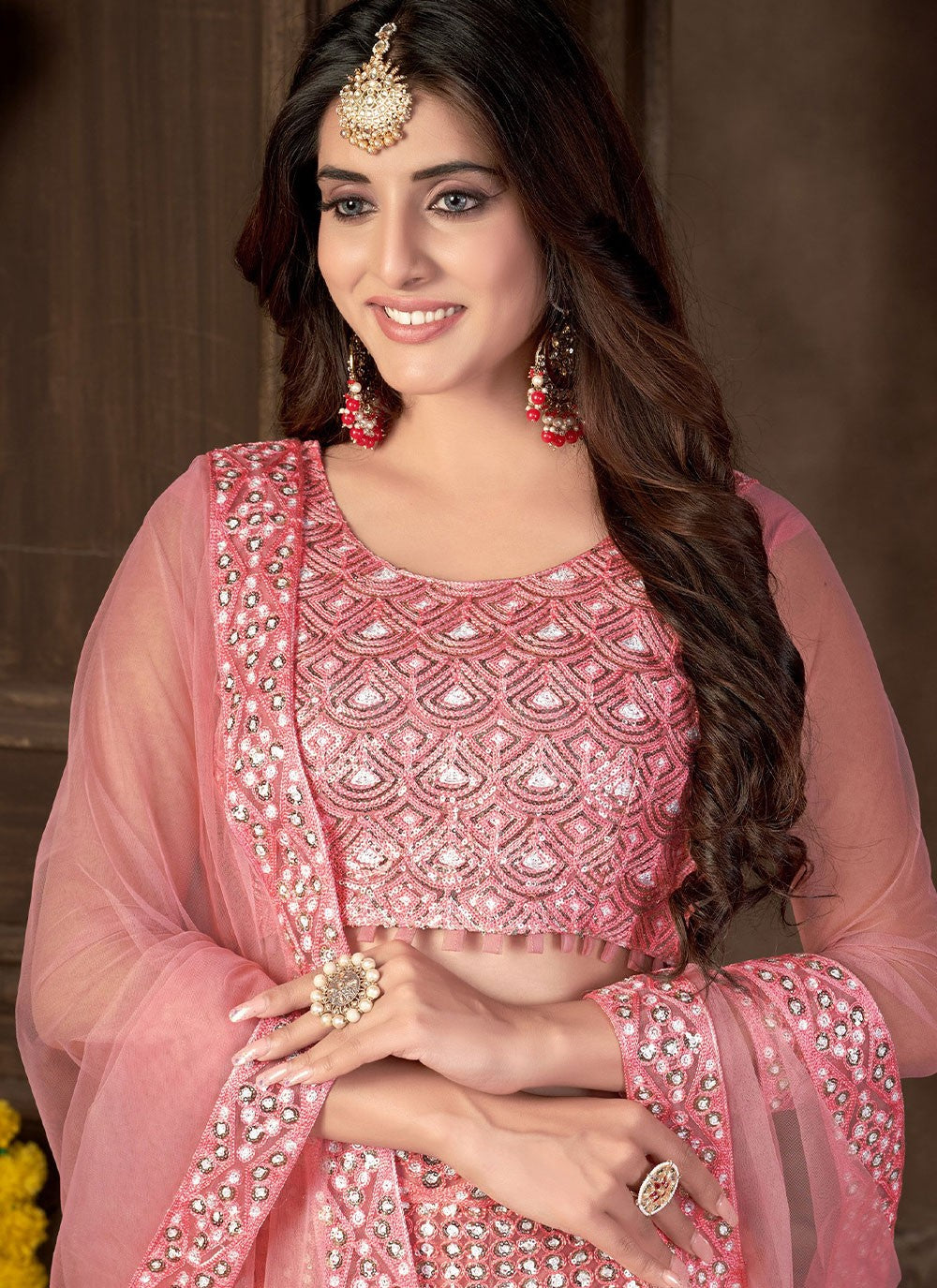 A - Line Lehenga Embroidered Net - L1603A