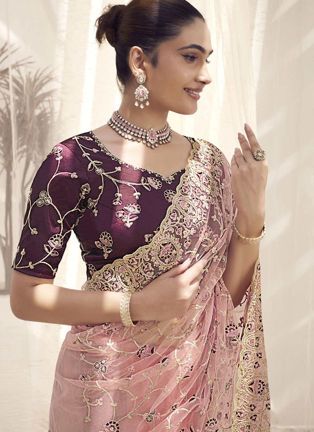 Classic Cord Fancy Fabric Saree - S8706
