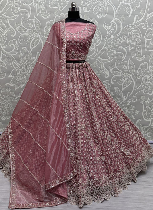 Net Engagement, Mehandi & Sangeet, Reception A - Line Lehenga L3655
