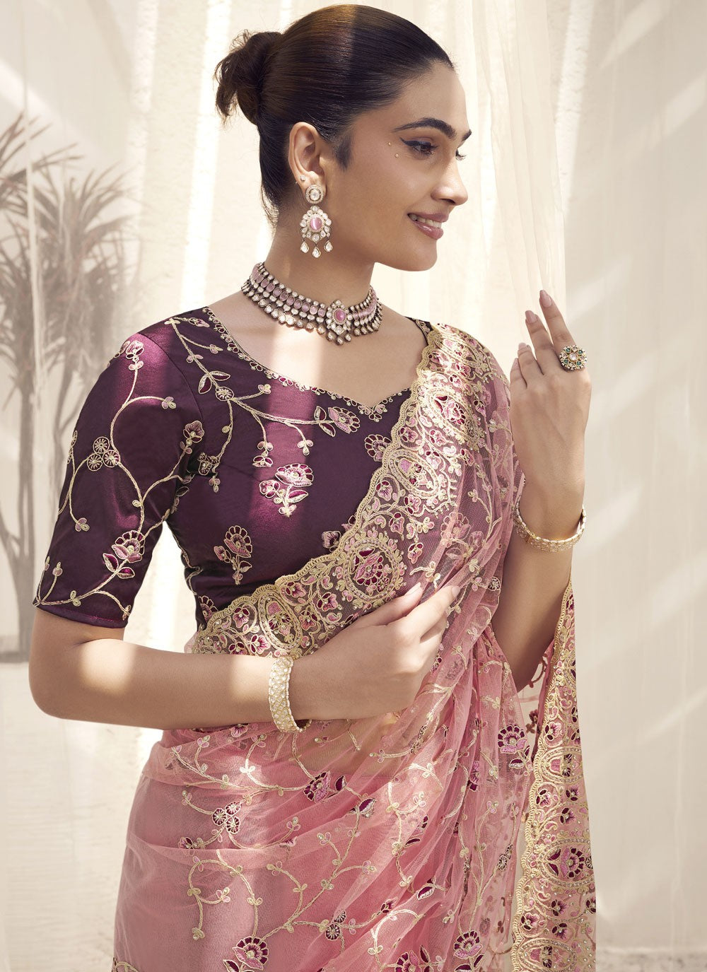 Contemporary Cord Fancy Fabric Saree - S8527
