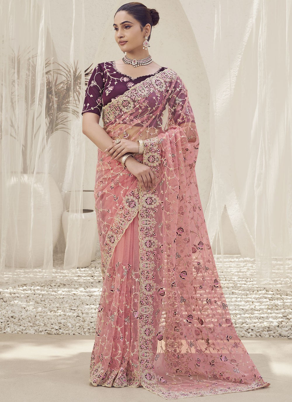 Contemporary Cord Fancy Fabric Saree - S8527