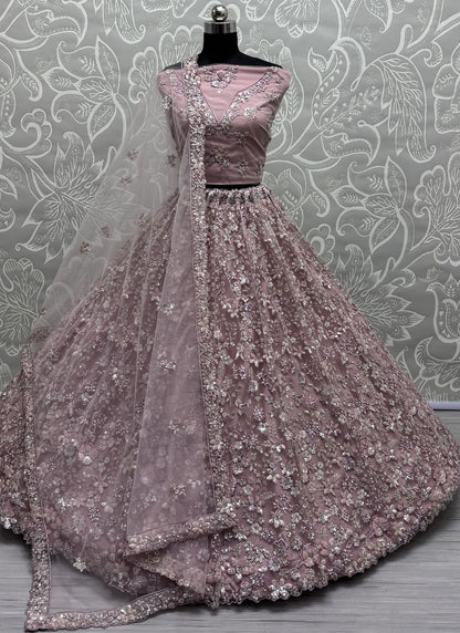 Net Engagement, Mehandi & Sangeet, Reception A - Line Lehenga L3616