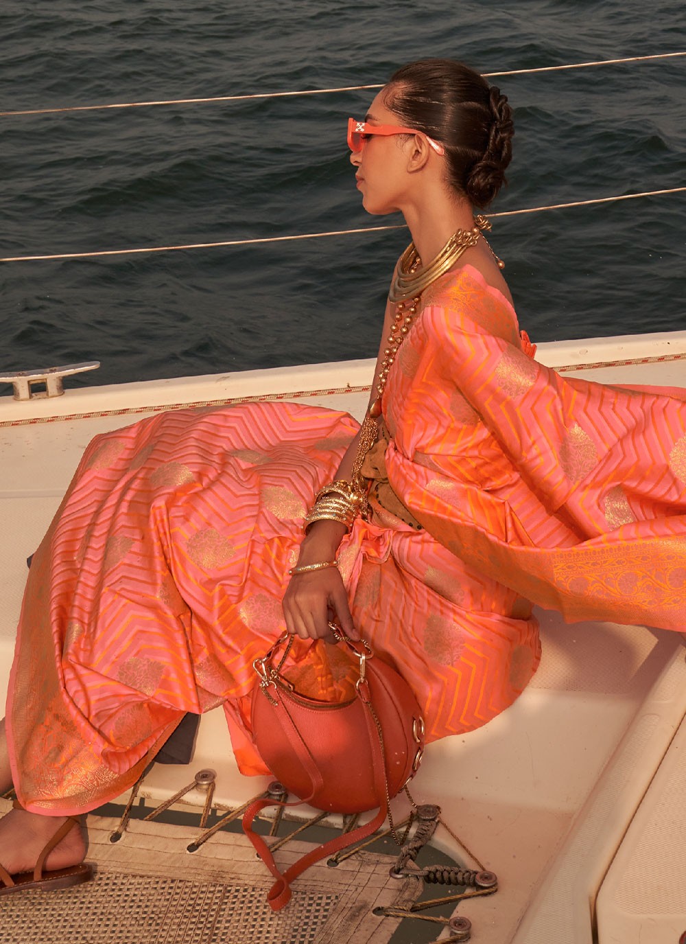 Trendy Weaving Zari Naylon, Satin Saree - S2432