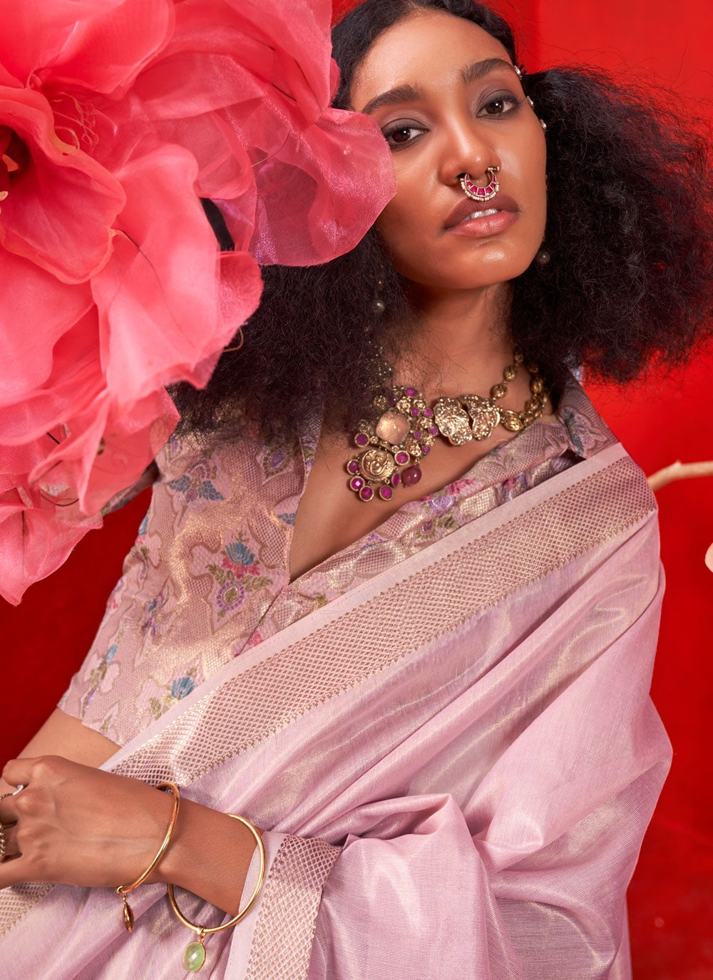 Weaving Zari Handloom Silk Pink Traditional Saree S15583