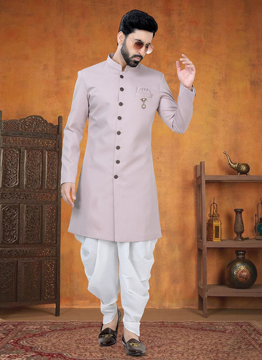 Buttons Rayon Pink Sherwani - M8770