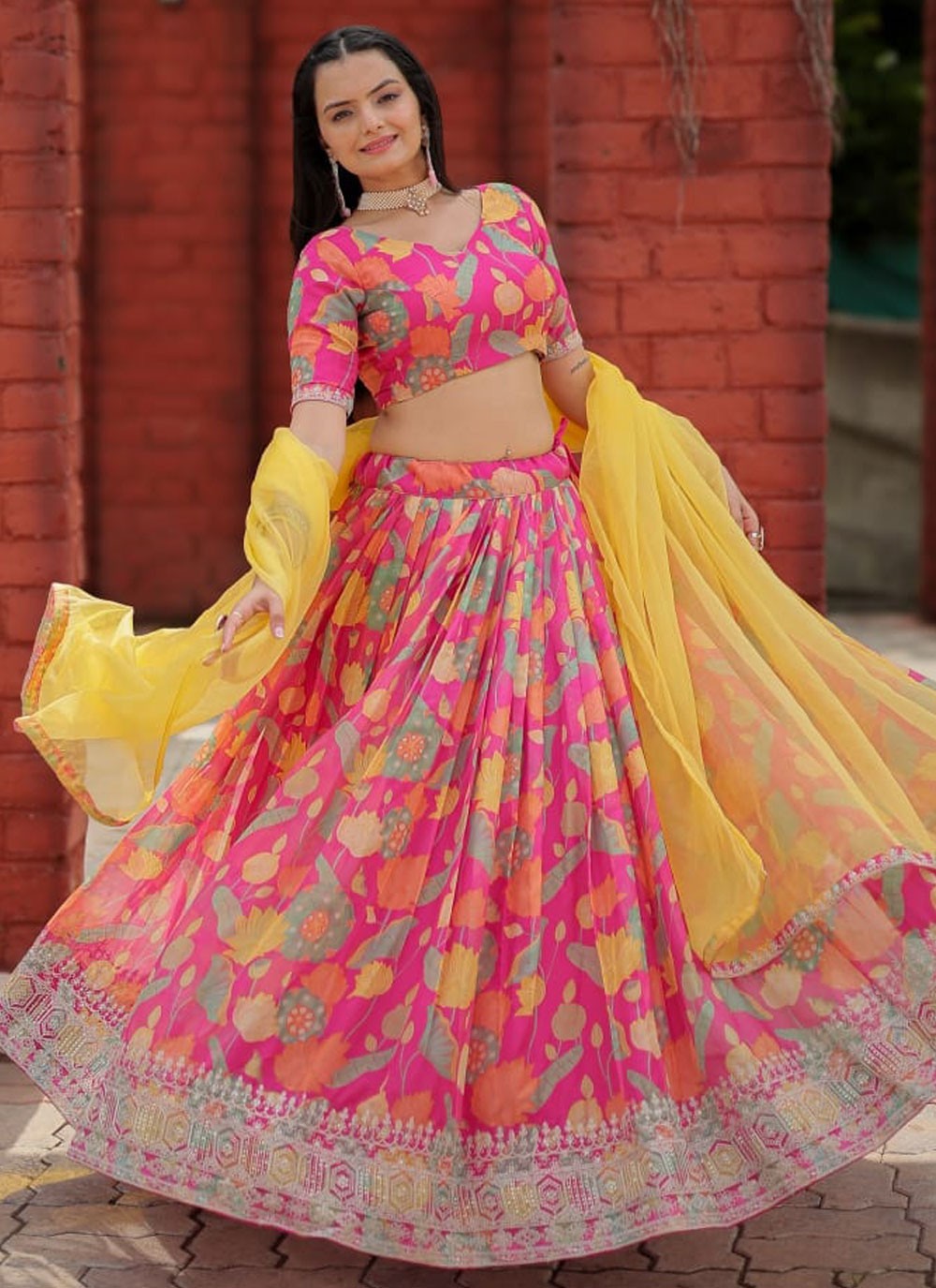 Embroidered Organza A - Line Lehenga - L2496