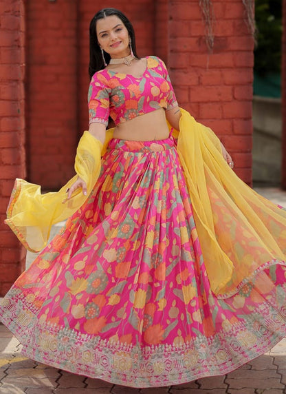 Embroidered Organza A - Line Lehenga - L2496