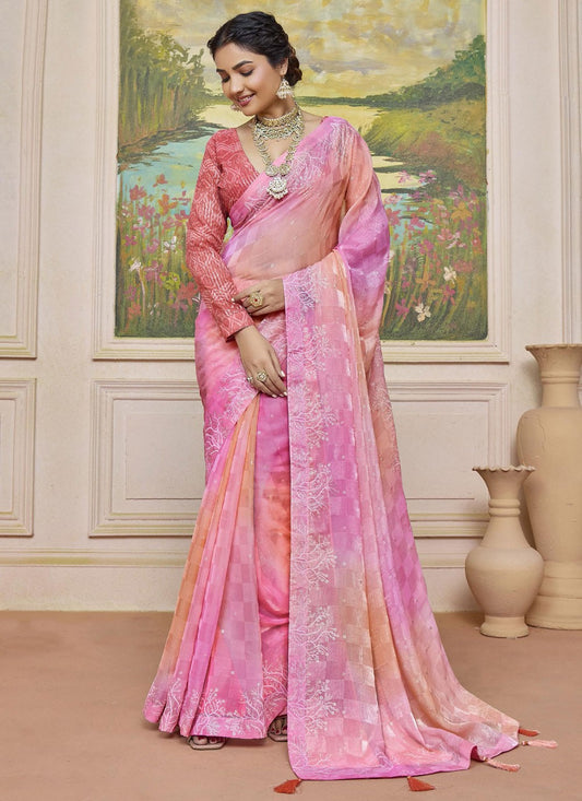 Pink Silk Classic Saree Printed S20248