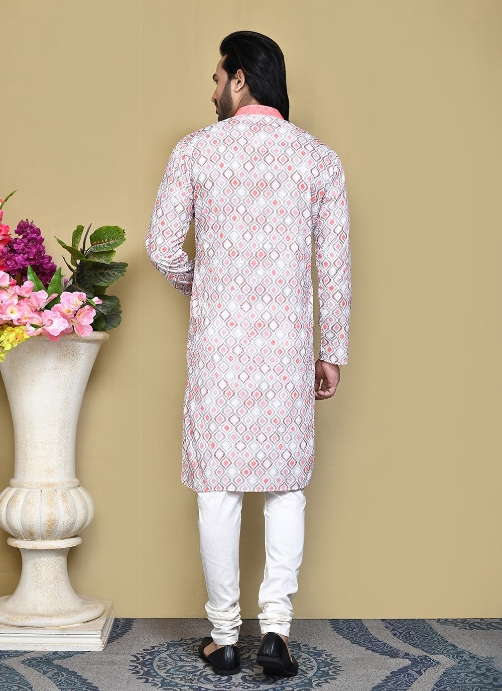 Printed Cotton Pink Kurta Pyjama - M7793