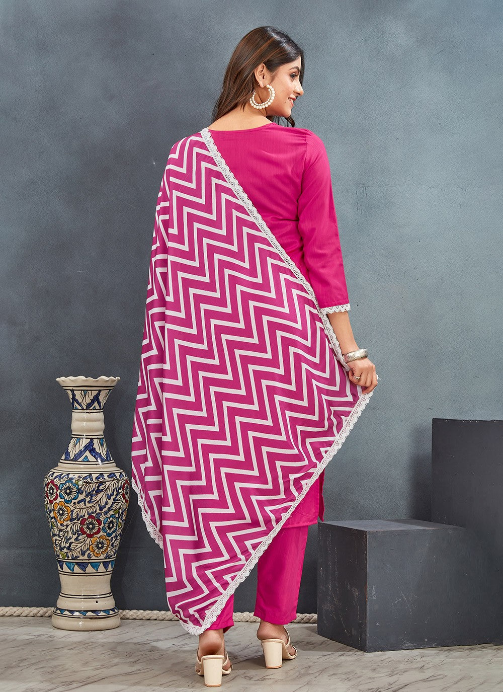 Salwar Suit Printed Pink Rayon T5008