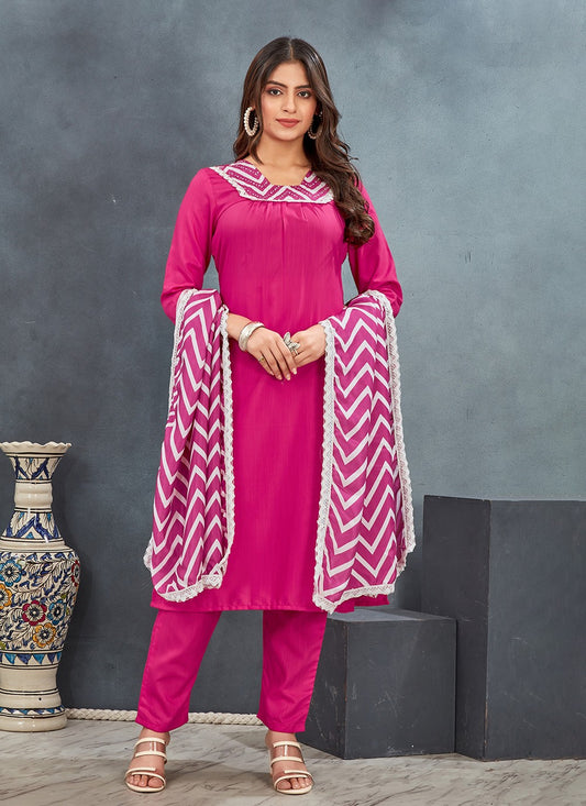 Salwar Suit Printed Pink Rayon T5008