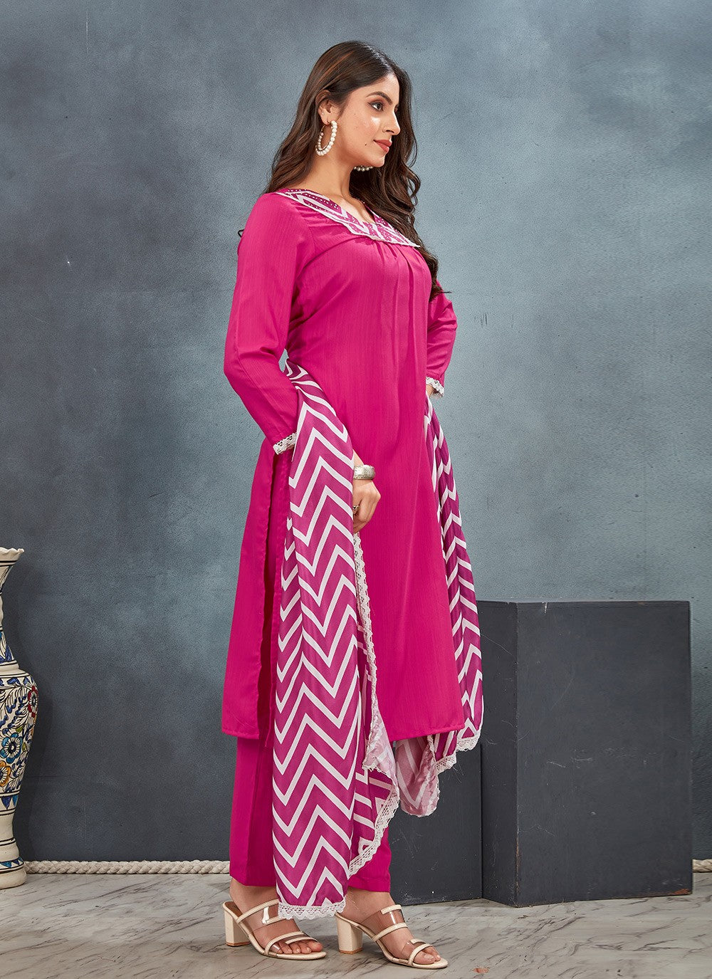 Salwar Suit Printed Pink Rayon T5008