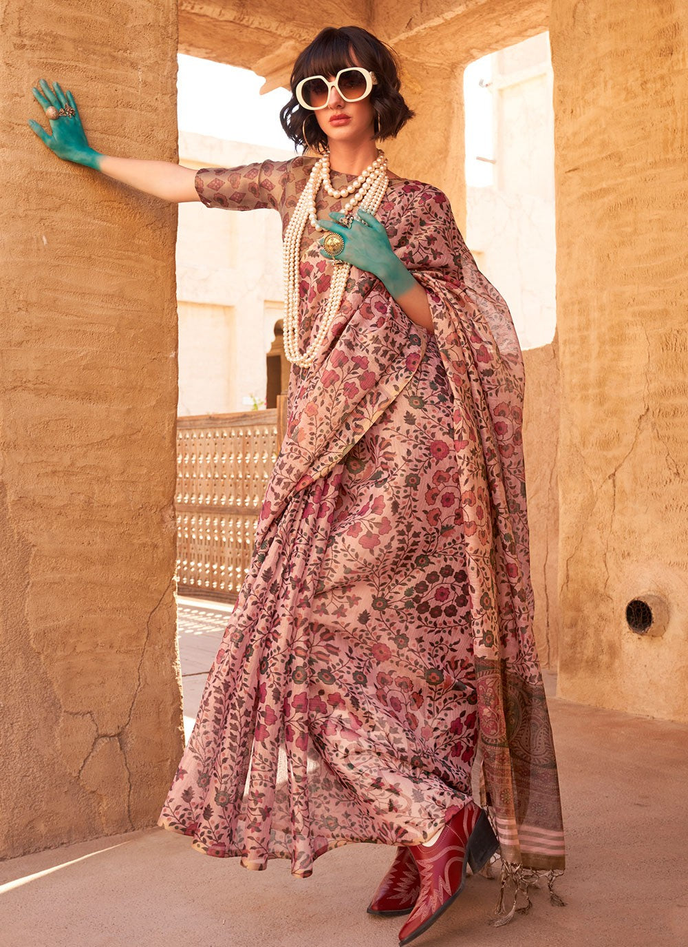 Classic Printed Tissue Saree - S6082