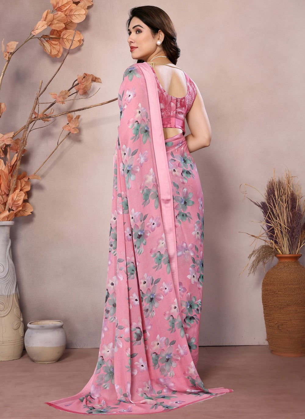 Printed Satin Saree - S12222