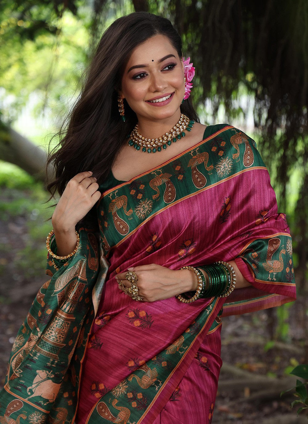Classic Border Work Tussar Silk Saree - S8459