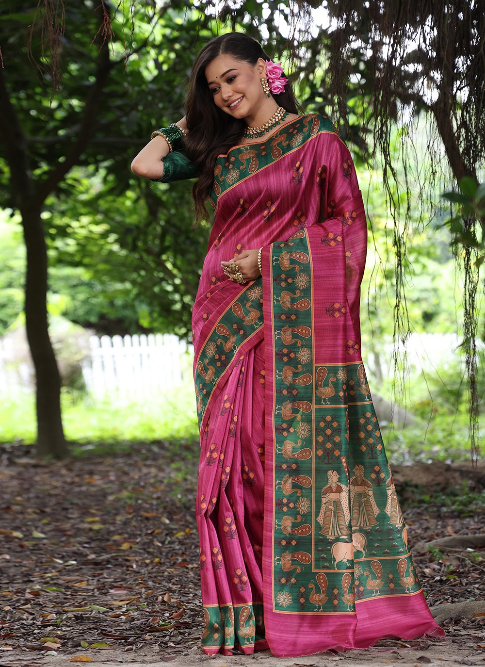 Classic Border Work Tussar Silk Saree - S8459