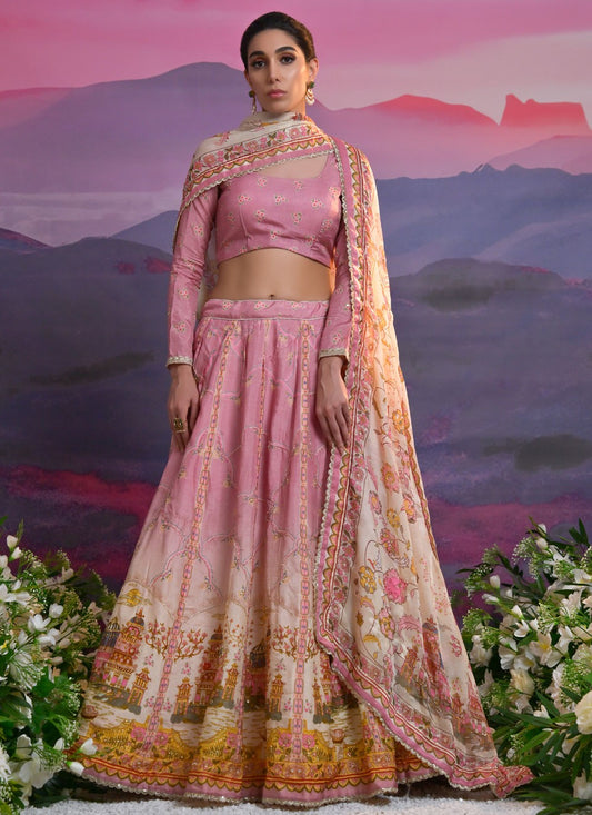 Cutdana Viscose Pink Lehenga Choli L3438