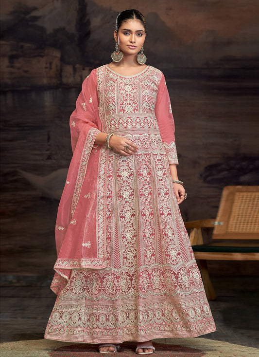 Anarkali Embroidered Pink T7006
