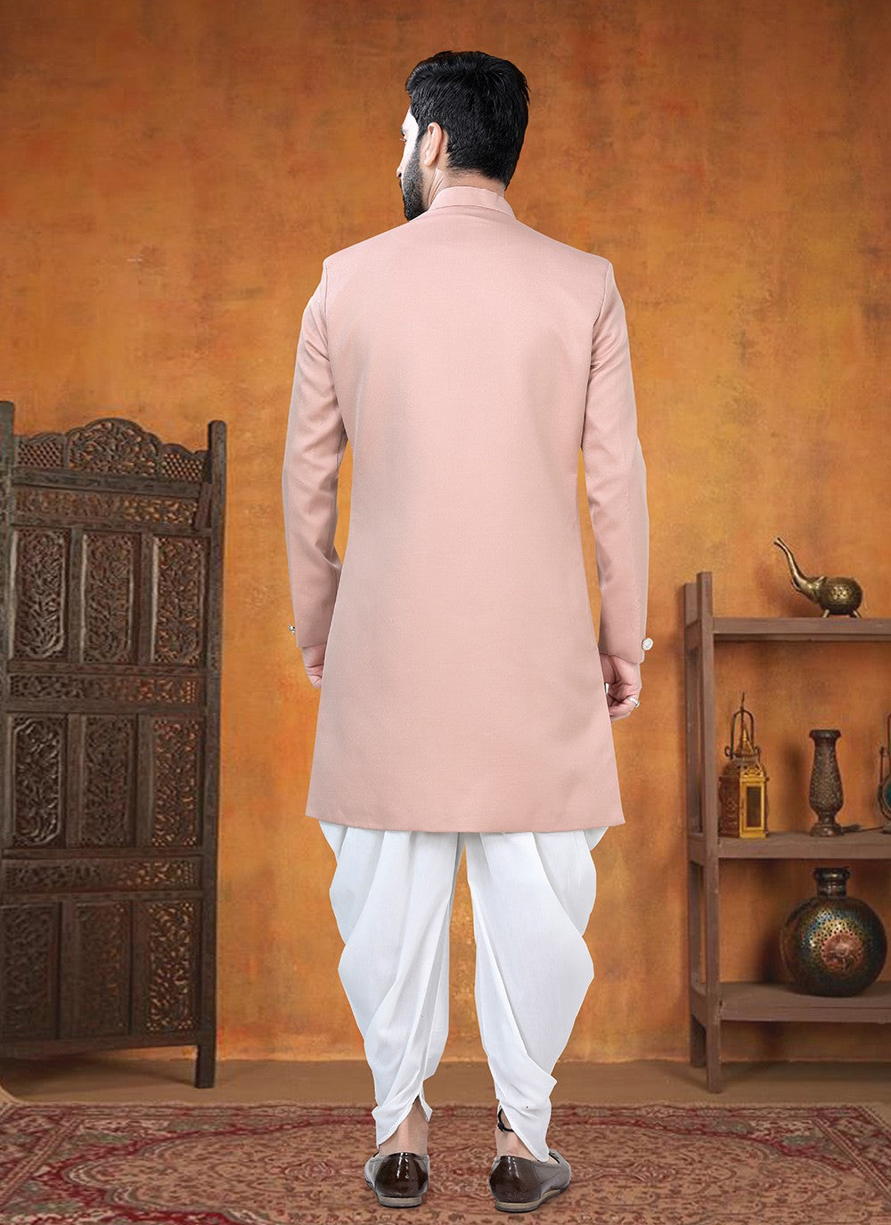 Buttons Rayon Pink Sherwani - M8767