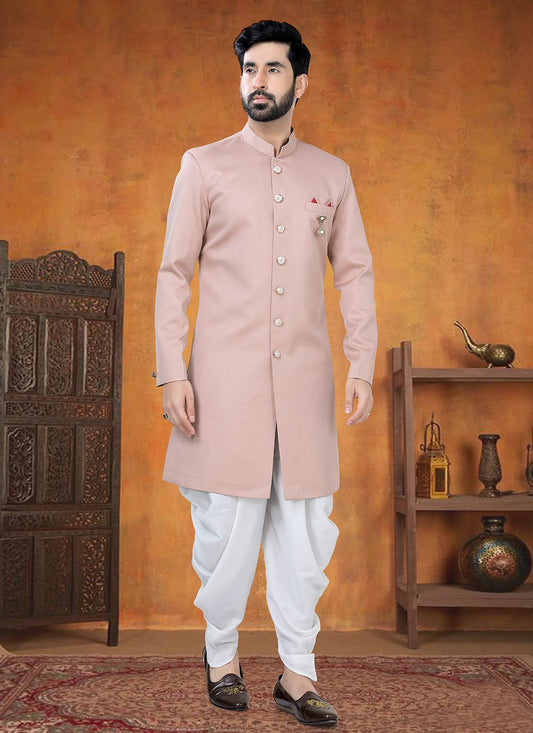 Buttons Rayon Pink Sherwani - M8767