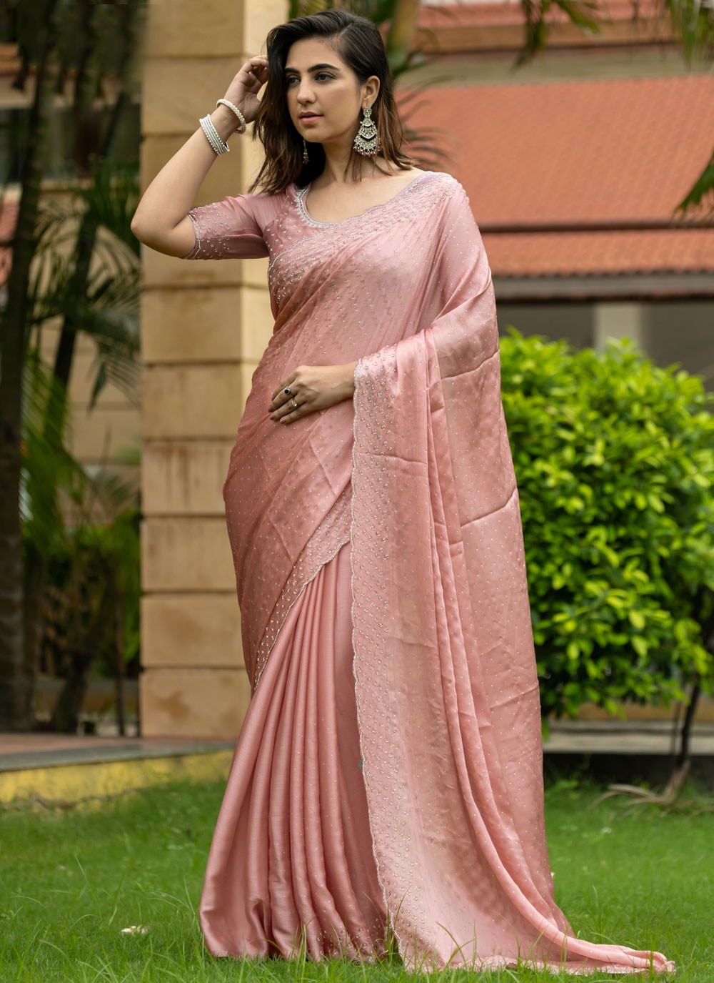 Classic Cord Satin Saree - S7996