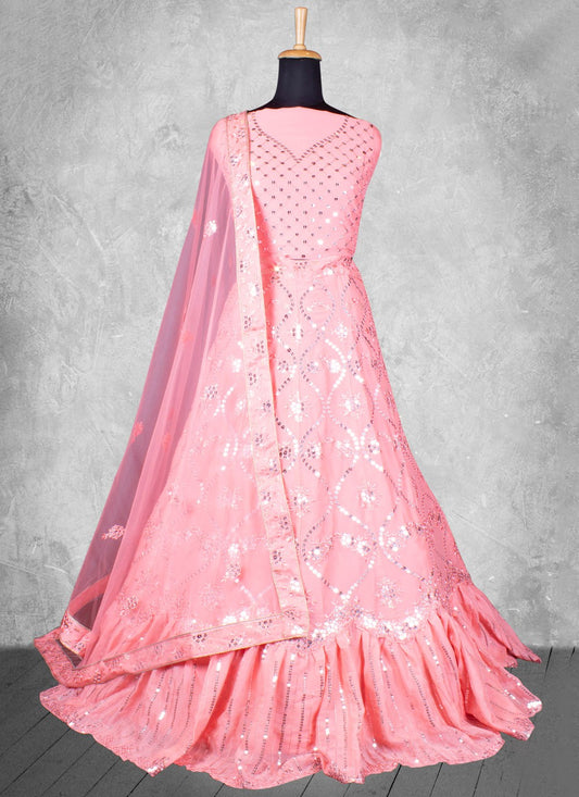 Georgette Engagement, Mehandi & Sangeet, Reception A - Line Lehenga L3600