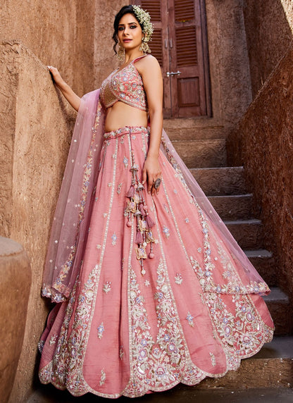 Tissue Engagement, Mehandi & Sangeet, Reception, Wedding A - Line Lehenga L3533